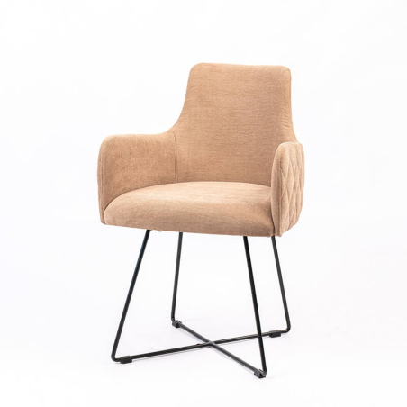 Fauteuil rembourré en tissu matelassé et pieds métal - Anders diamant