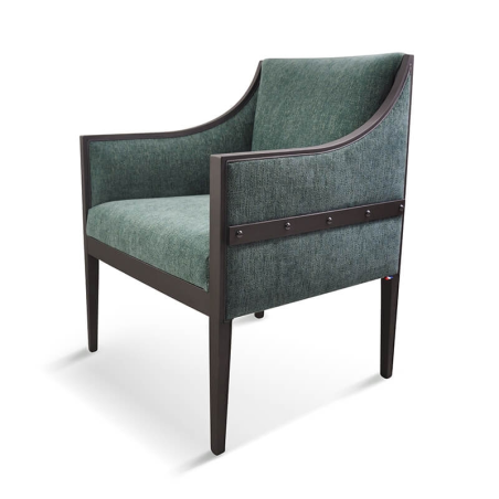 Fauteuil de style bleu vert en tissu fabriqué en France - Loic