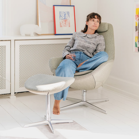 Fauteuil beige relax inclinable design en tissu - Kokon Varier®