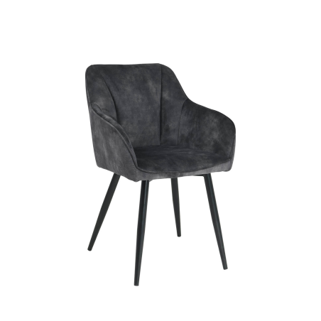 Fauteuil cosy en tissu anthracite avec pieds en métal - Lison