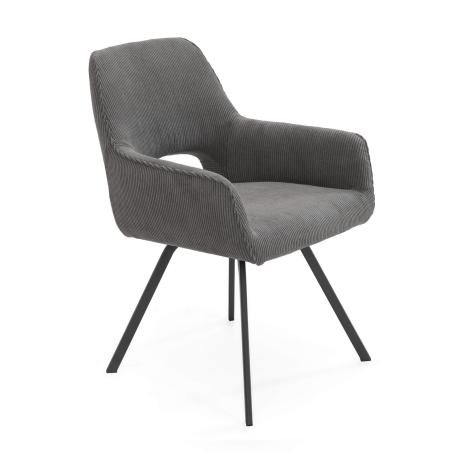 Fauteuil en tissu gris avec pieds en métal noir - Marius