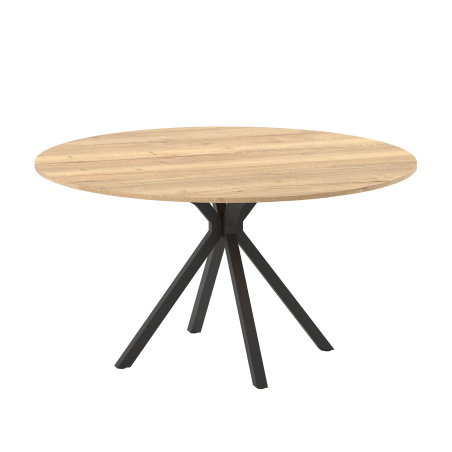 EP79 + MHA84 - Table ronde industrielle en mélaminé et pieds en métal  Onyx