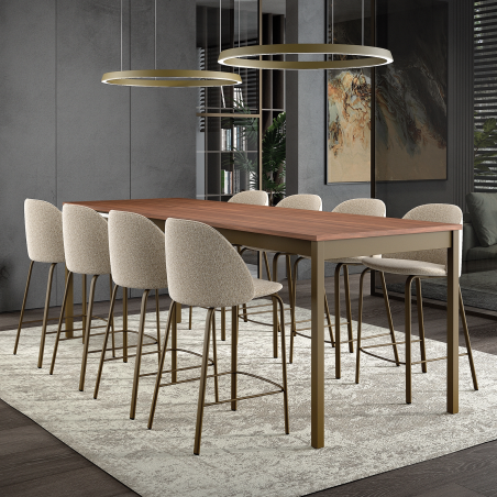 Tabouret snack pivotant en tissu gris avec pieds métal - Sofia