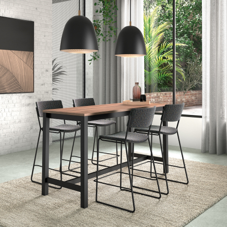 Table haute de cuisine hauteur 90 cm en stratifié et métal - Vienna