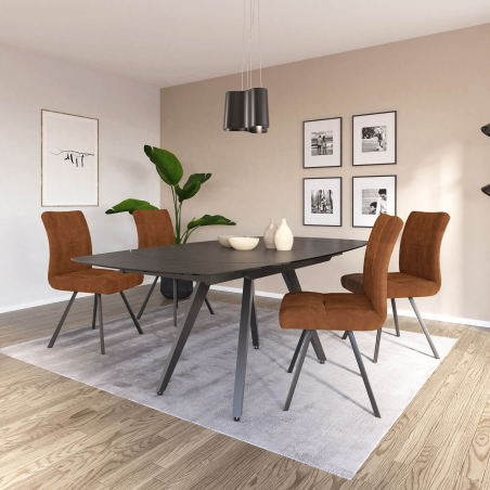 Table moderne extensible en céramique avec pieds en métal - Sofia