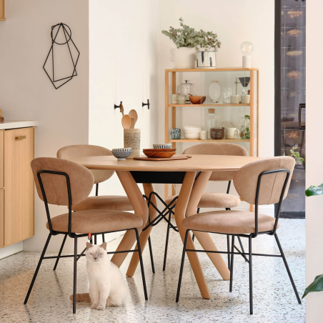 Chaise tendance en tissu beige et pieds en métal noir - Toro Mobitec ®