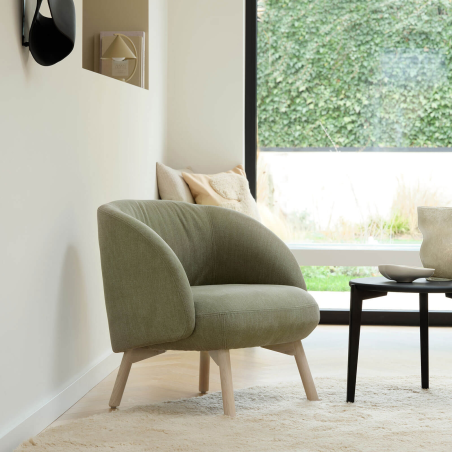 Fauteuil ultra confortable en tissu avec pieds en bois - Thalia Mobitec ®