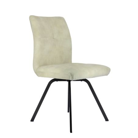 Chaise confortable moderne en tissu blanc avec pieds en métal - Adèle 