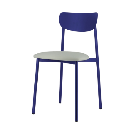 Chaise made in France en métal avec assise en simili rembourrée - Colette Carrier®