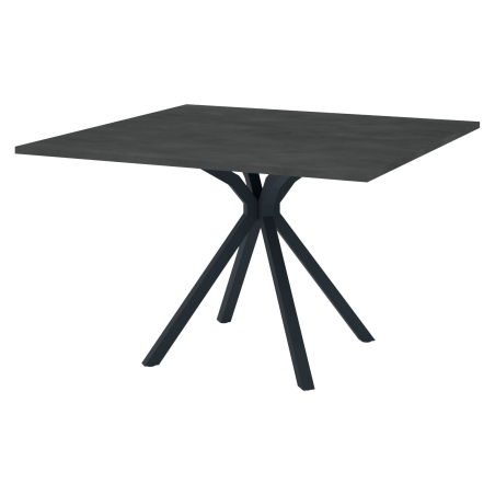 Table carrée en stratifié noir avec pied central en métal - Onyx