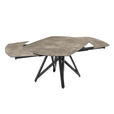 Table en céramique extensible avec pied central design en métal noir - Warhol