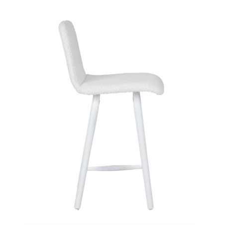 Tabouret snack blanc scandinave en tissu et pieds en bois - BarPlaza
