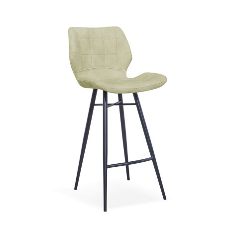 Tabouret design coque matelassée en velours et pieds en métal noir - Impia