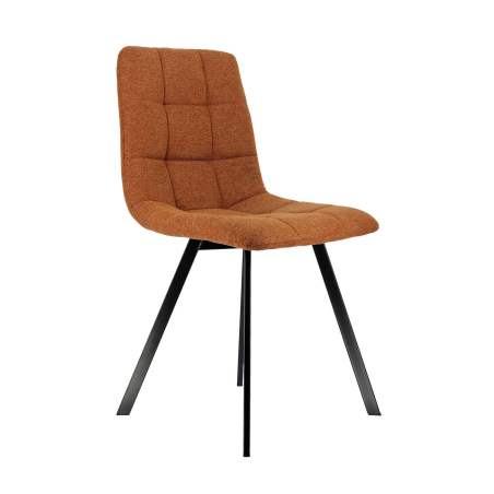 Chaise tendance matelassée brique avec pieds en métal noir  - Carvi