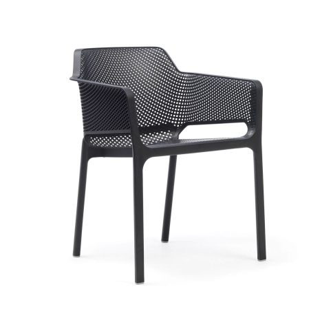 Fauteuil moderne en polypropylène anthracite - Net 7