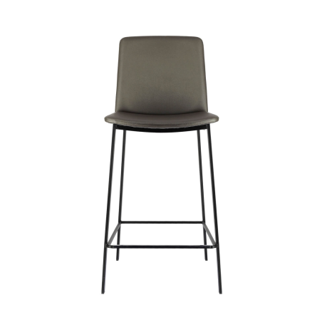 Tabouret belge rembourré taupe pieds en métal noir - Primera