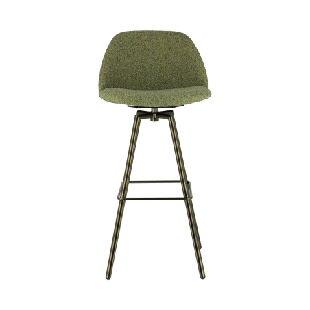 Tabouret de bar pivotant en tissu vert et pieds métal - Swiftie