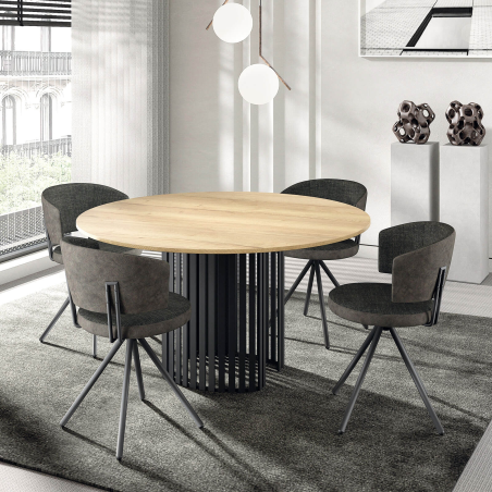 Chaise en tissu noir avec design contemporain et base métallique - Adagio