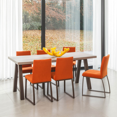 Table de salle à manger moderne en stratifié et métal - Queen