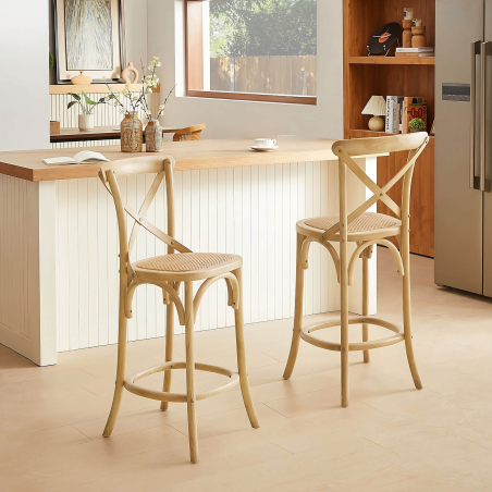 Tabouret snack style bistrot en bois - Cabaret