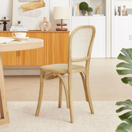 Chaise style bistrot en bois et cannage - Brasserie