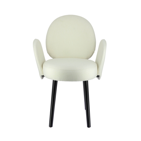 Fauteuil design avec assise en tissu blanc et structure noire - Severus