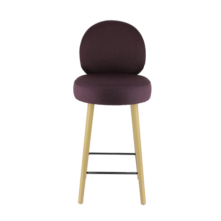 Tabouret design avec assise en tissu violet et pieds beiges - Severus