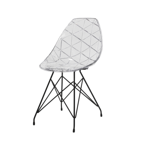 Chaise transparente avec pieds eiffel noirs - Prisma