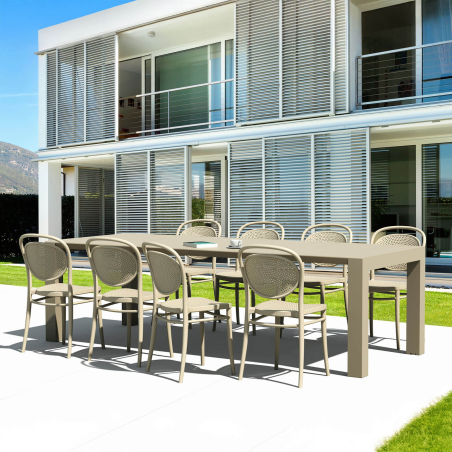 Chaise de jardin moderne empilable en polypropylène taupe - Marcel