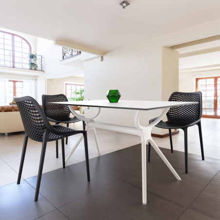 Chaise moderne ajourée en polypropylène noir - Air