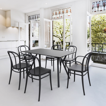 Chaise bistrot en plastique noir empilable - Victor