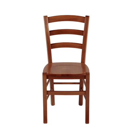 Chaise en bois rustique avec assise bois teintée merisier - Brocéliande