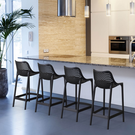 Tabouret snack moderne en polypropylène noir - Air