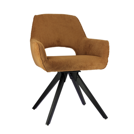 Fauteuil assise pivotante en tissu avec pieds bois naturel - Marius