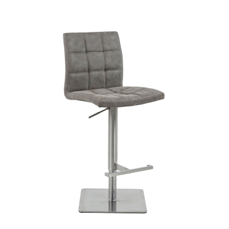 Tabouret réglable en hauteur contemporain revêtement gris et pied métal