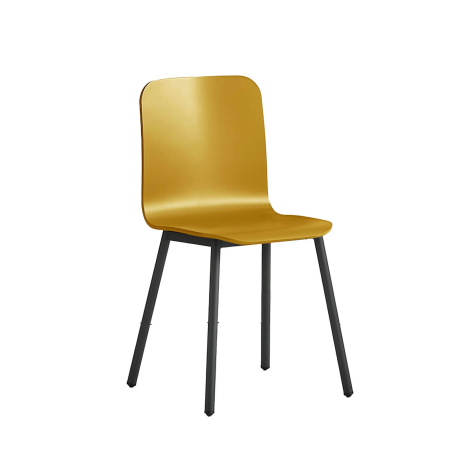 Chaise avec assise en bois et pieds en métal noir - Pepper Mobliberica