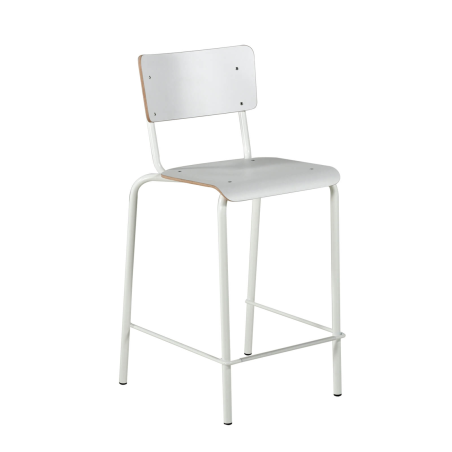 Tabouret vintage en bois et métal gris - Barcollège