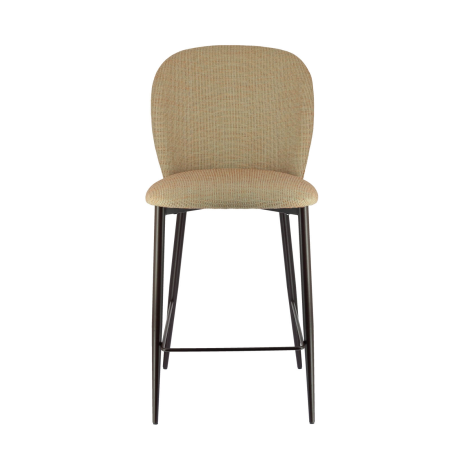 Tabouret haut en tissu bicolore avec pieds en métal - Odette