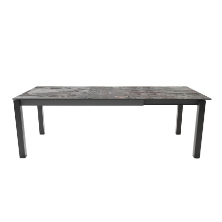 Table en dekton Trilium rectangulaire extensible avec structure en métal anthracite - Lakera