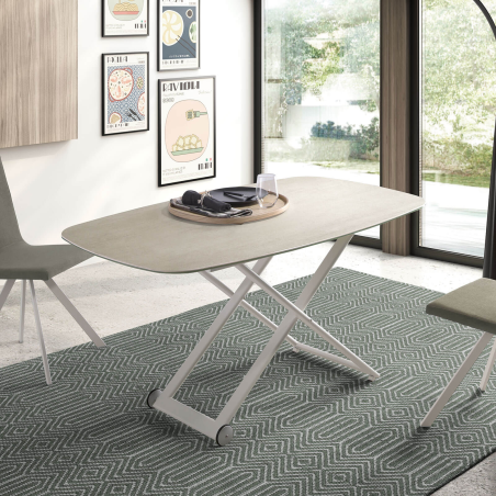 Table basse transformable électrique forme tonneau en céramique - Clip