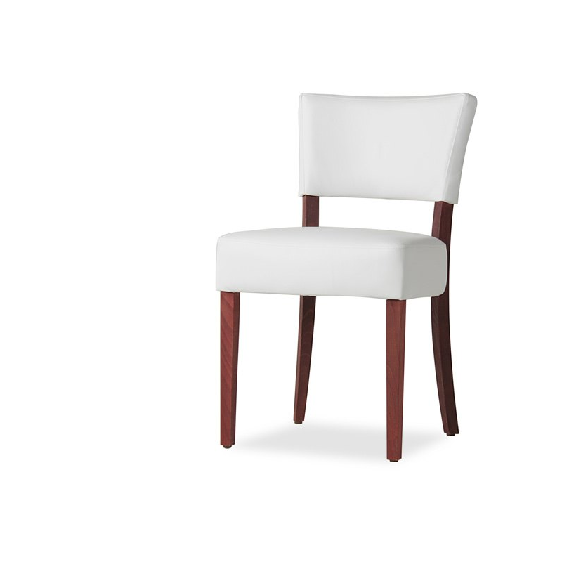 Chaise moderne blanche en vinyl et bois - Steffi