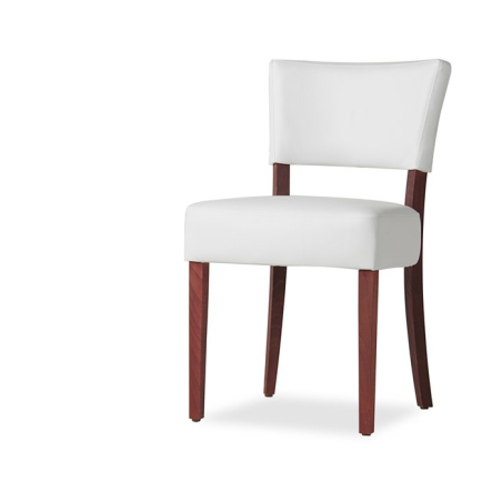 Chaise moderne blanche en vinyl et bois - Steffi