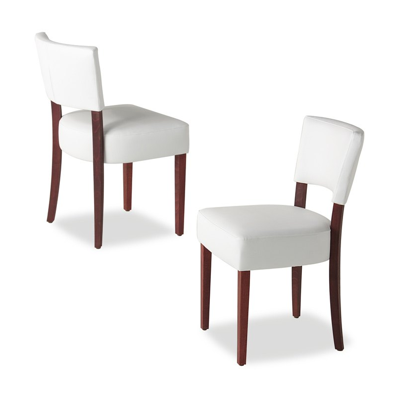 Chaise contemporaine blanche en vinyl et bois - Steffi