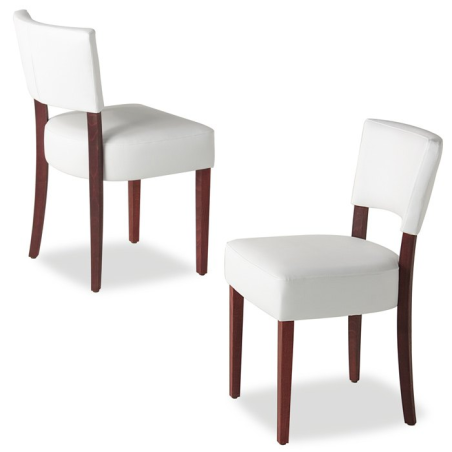 Chaise contemporaine blanche en vinyl et bois - Steffi