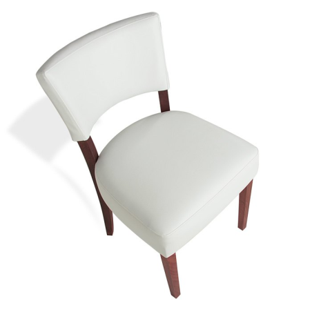 Chaise contemporaine en vinyl blanc et bois - Steffi