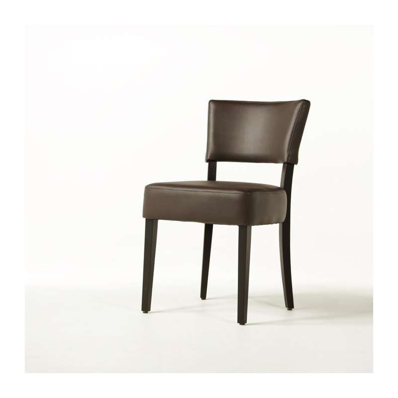 Chaise contemporaine en vinyl marron et bois - Steffi