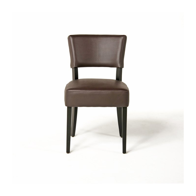 Chaise moderne en vinyl marron et bois - Steffi