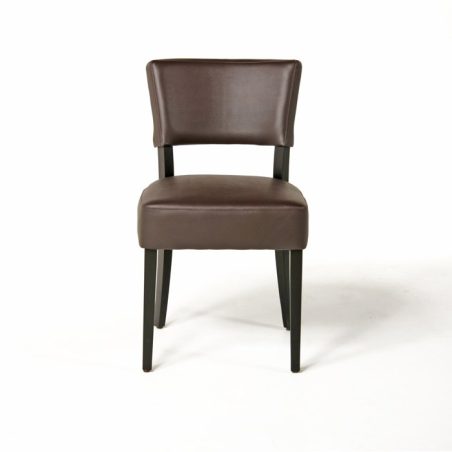 Chaise moderne en vinyl marron et bois - Steffi