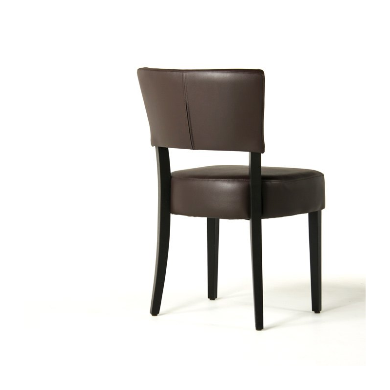 Chaise moderne en vinyl marron et bois - Steffi