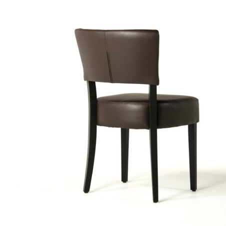 Chaise moderne en vinyl marron et bois - Steffi